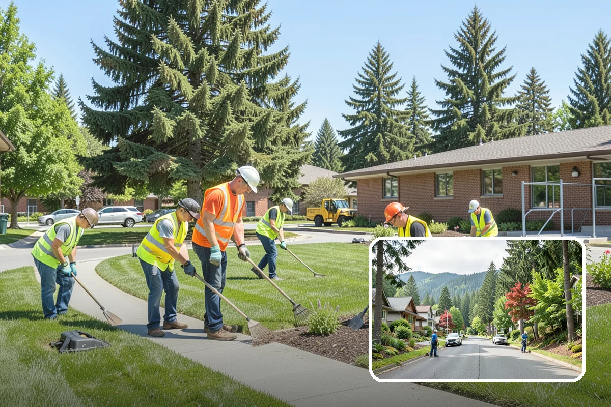 Median Landscape Maintenance in Darrington, Snohomish County, WA - Clear sightlines that support intersection safety