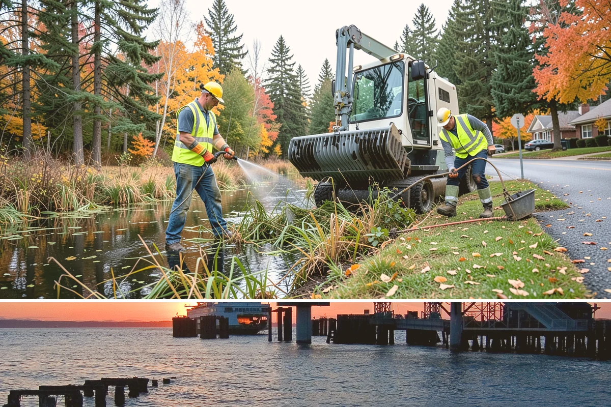 Median Landscape Maintenance in Edmonds, Snohomish County, WA - Active growth from spring through fall drives frequent mowing and trimming, while winter work centers on drainage, debris...