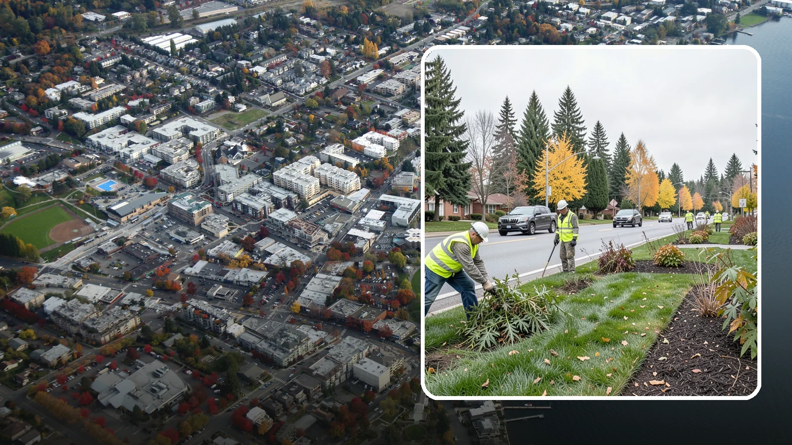 Median Landscape Maintenance in Kirkland, King County, WA - Safe, efficient maintenance of roadway medians that keeps plantings tidy and sightlines clear for drivers.