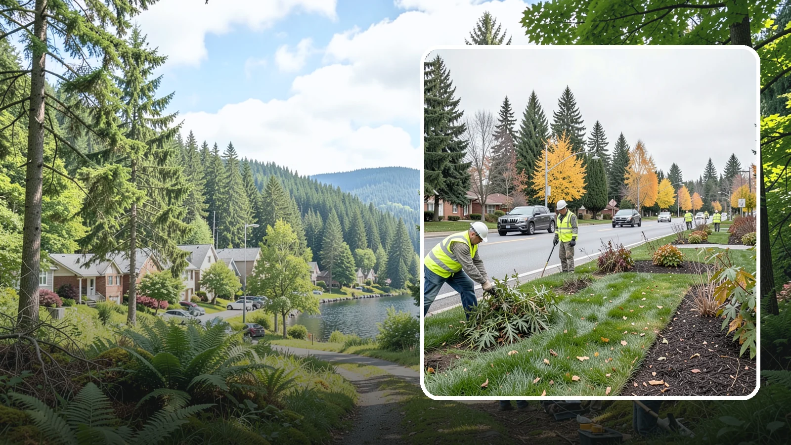 Median Landscape Maintenance in Lake Forest Park, King County, WA - Safe, efficient maintenance of roadway medians that keeps plantings tidy and sightlines clear for drivers.
