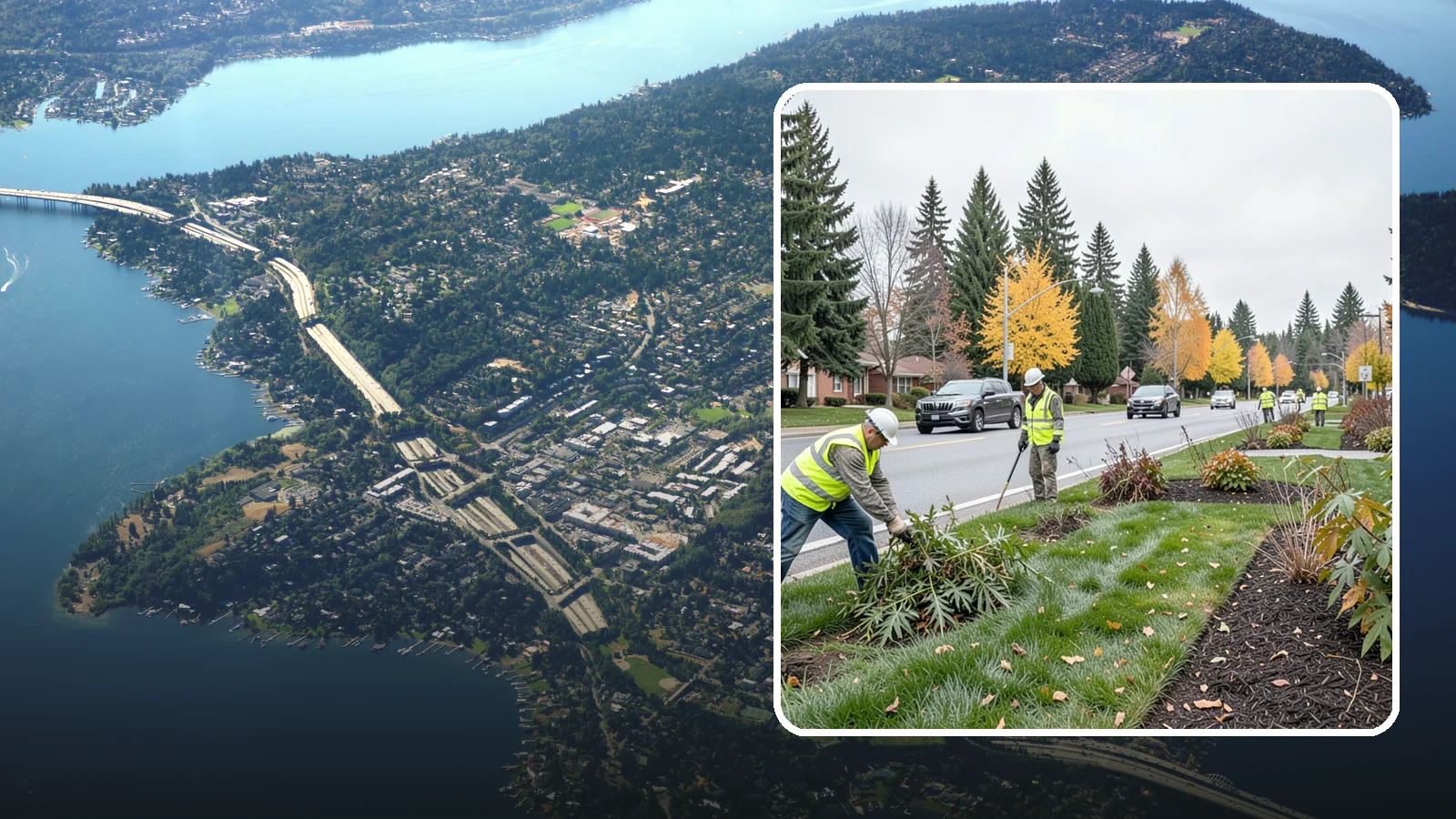 Median Landscape Maintenance in Mercer Island, King County, WA - Safe, efficient maintenance of roadway medians that keeps plantings tidy and sightlines clear for drivers.
