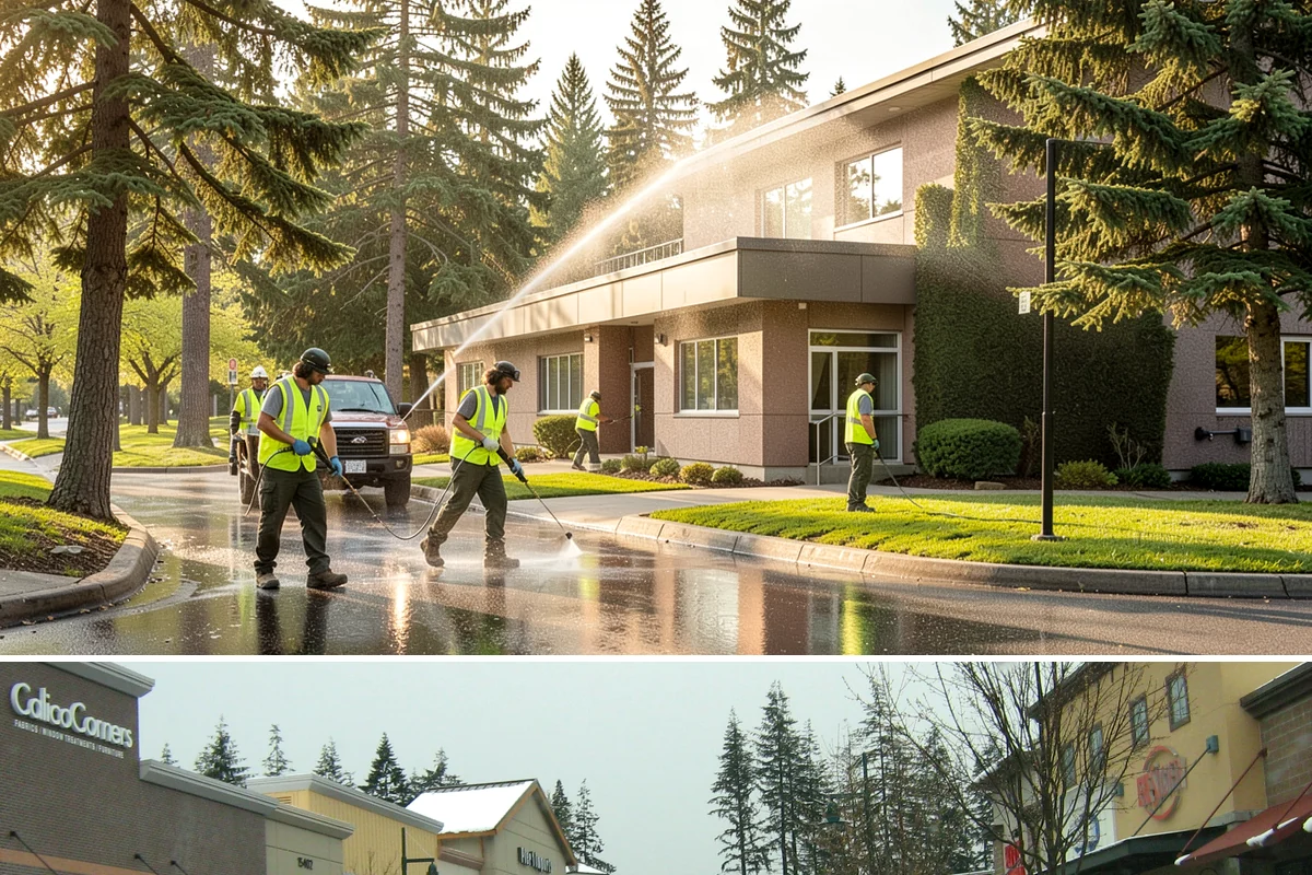 Median Landscape Maintenance in Mill Creek, Snohomish County, WA - Active growth from spring through fall drives frequent mowing and trimming, while winter work centers on drainage, debris...