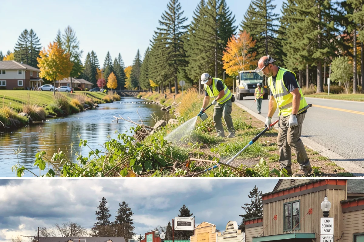 Median Landscape Maintenance in Roy, Pierce County, WA - Active growth from spring through fall drives frequent mowing and trimming, while winter work centers on drainage, debris...