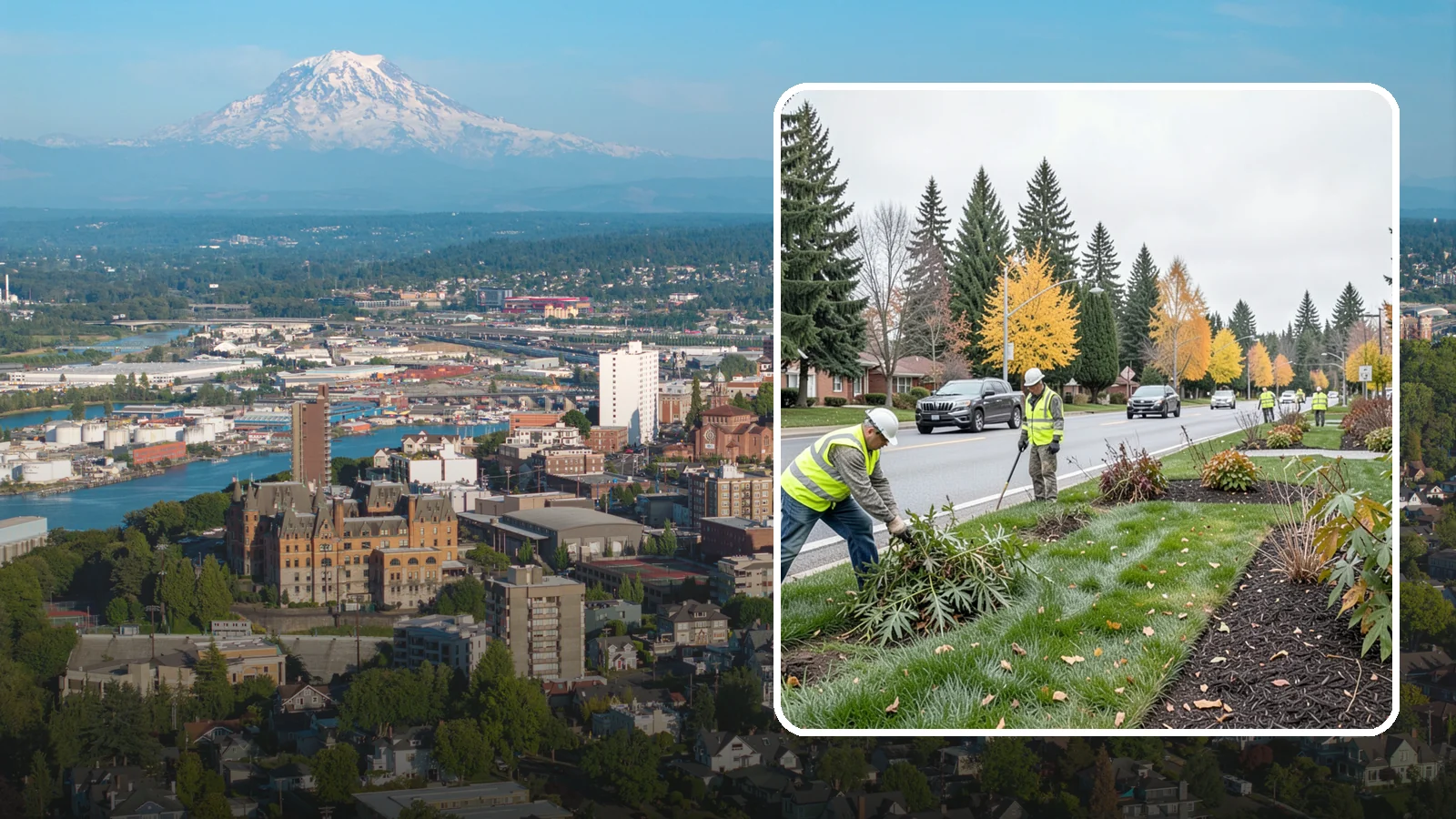 Median Landscape Maintenance in Tacoma, Pierce County, WA - Safe, efficient maintenance of roadway medians that keeps plantings tidy and sightlines clear for drivers.