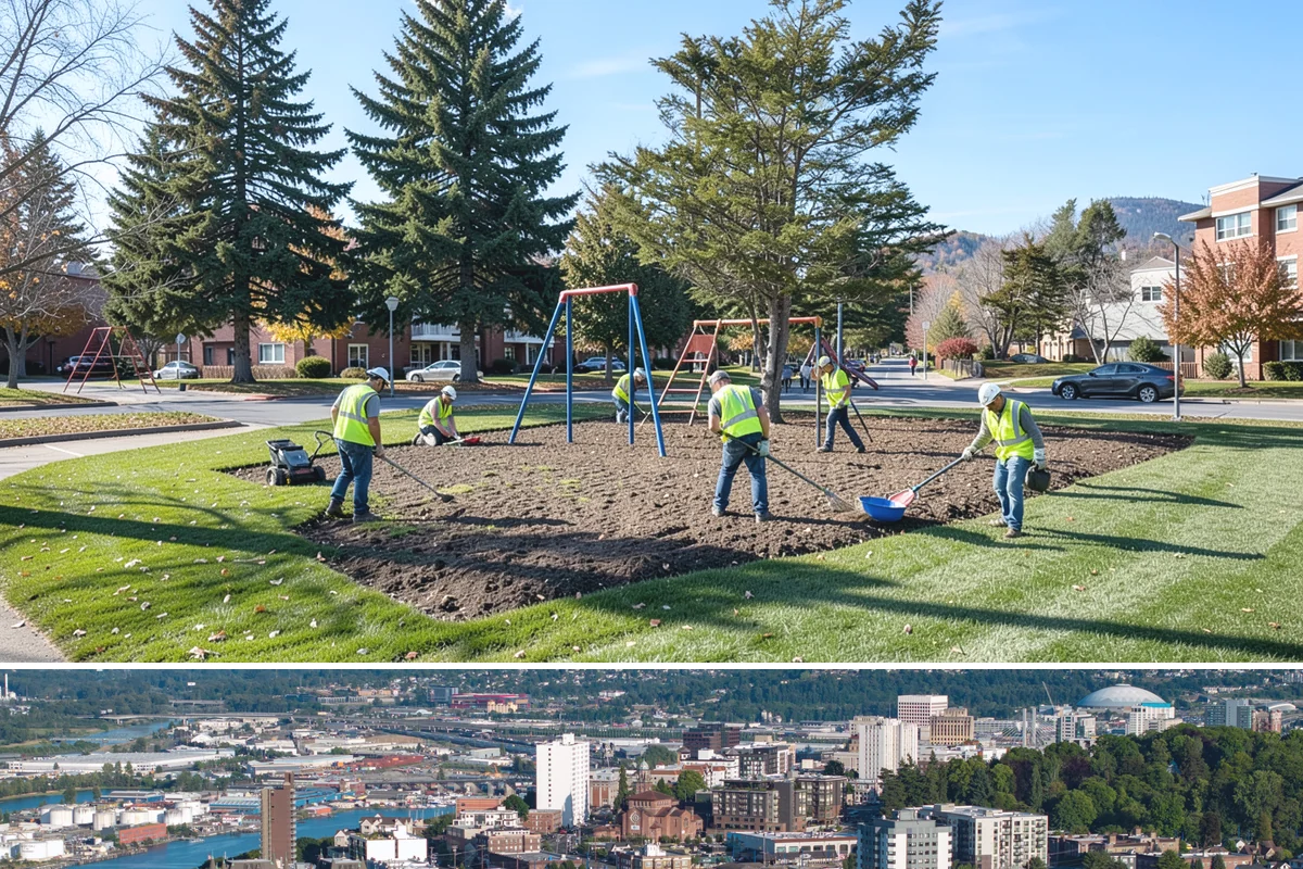 Median Landscape Maintenance in Tacoma, Pierce County, WA - Active growth from spring through fall drives frequent mowing and trimming, while winter work centers on drainage, debris...