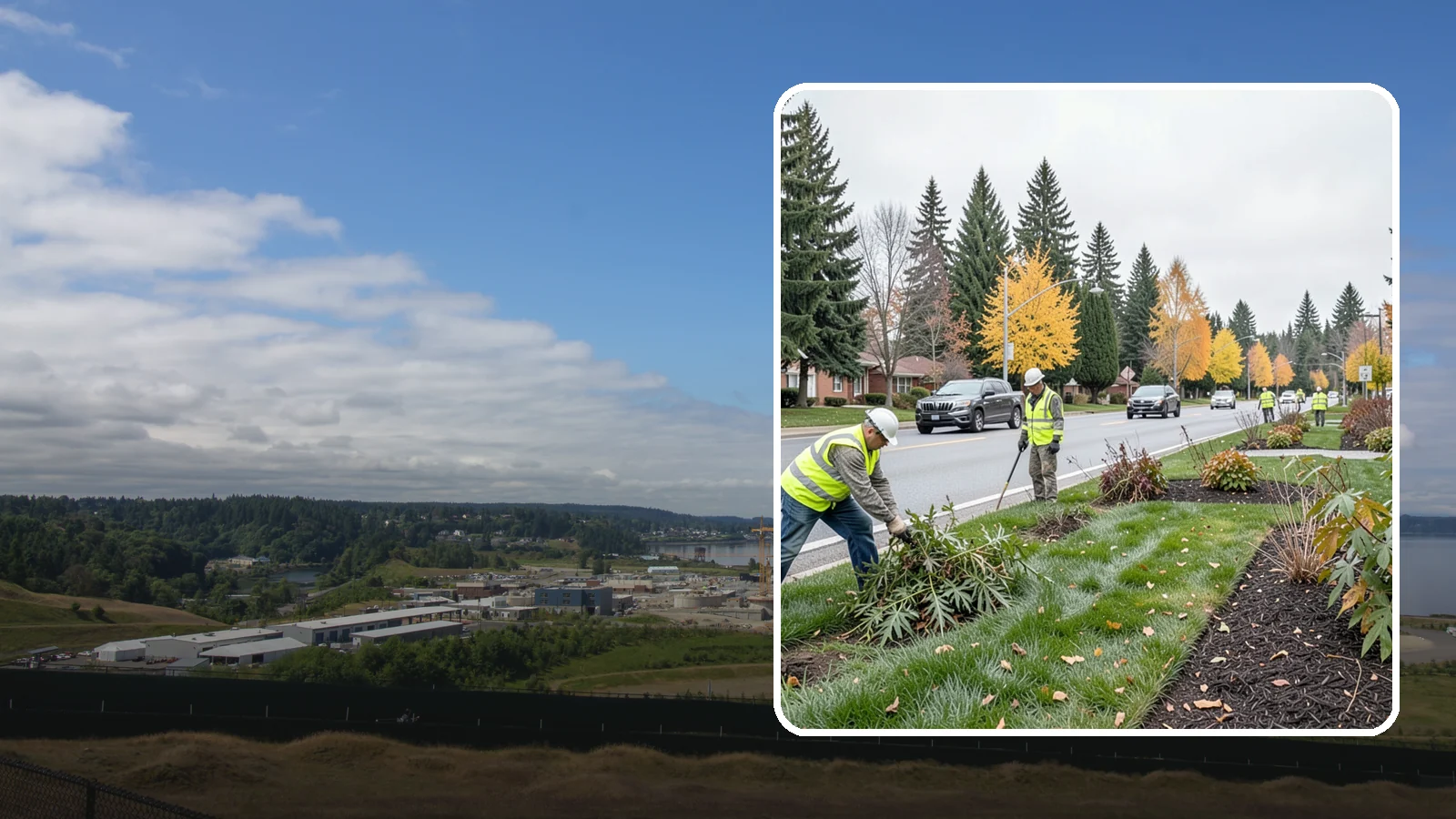 Median Landscape Maintenance in University Place, Pierce County, WA - Safe, efficient maintenance of roadway medians that keeps plantings tidy and sightlines clear for drivers.