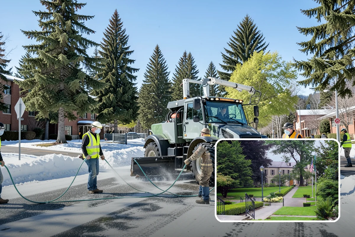 Median Landscape Maintenance in Woodinville, King County, WA - Clear sightlines that support intersection safety