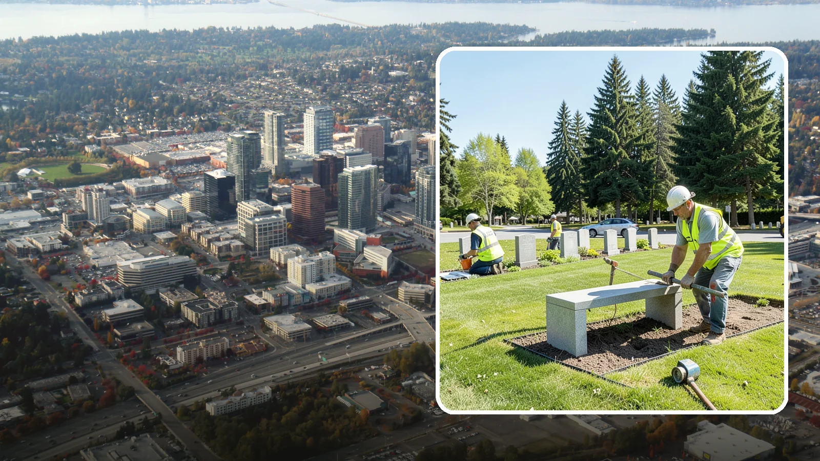 Memorial Installation in Bellevue, King County, WA - We install memorial benches, plaques, monuments, and dedication features with durable, respectful craftsmanship.