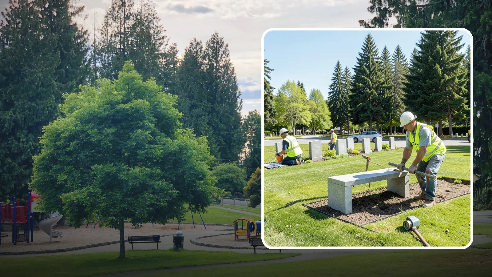 Memorial Installation in Bonney Lake, Pierce County, WA - We install memorial benches, plaques, monuments, and dedication features with durable, respectful craftsmanship.