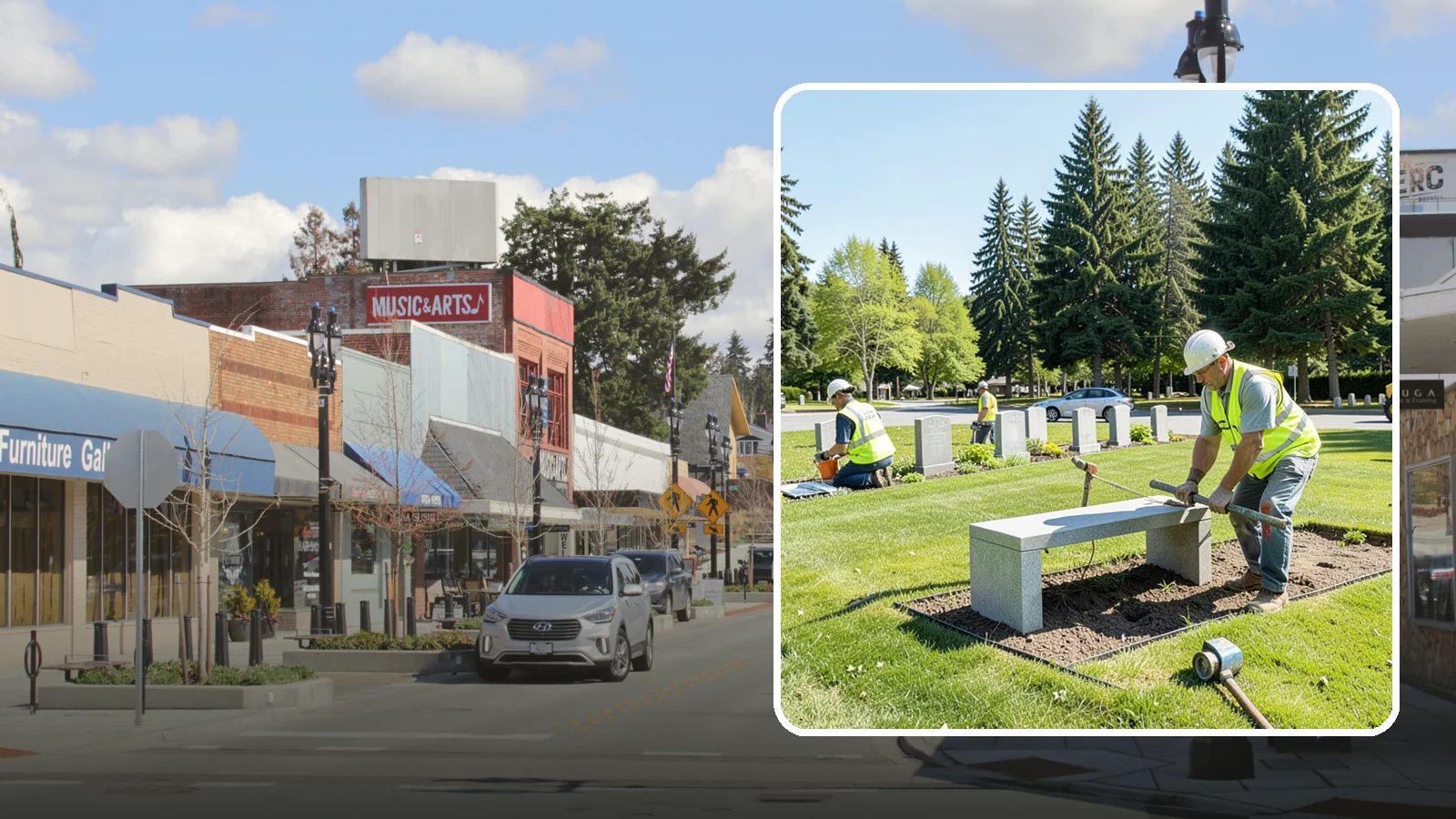 Memorial Installation in Bothell, King County, WA - We install memorial benches, plaques, monuments, and dedication features with durable, respectful craftsmanship.