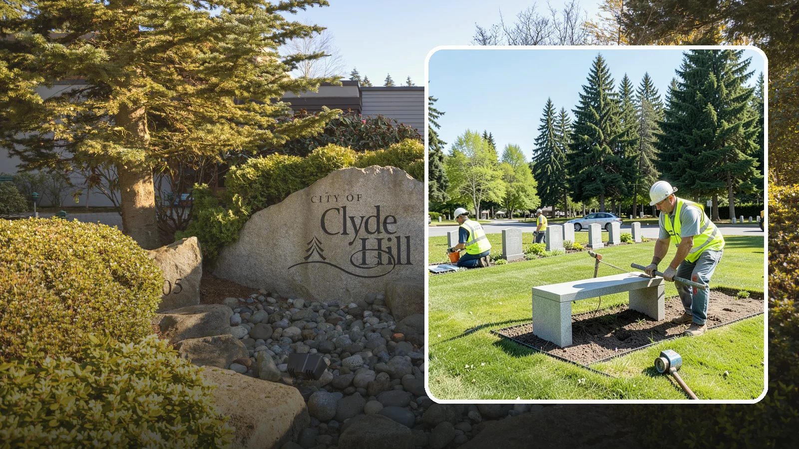 Memorial Installation in Clyde Hill, King County, WA - We install memorial benches, plaques, monuments, and dedication features with durable, respectful craftsmanship.