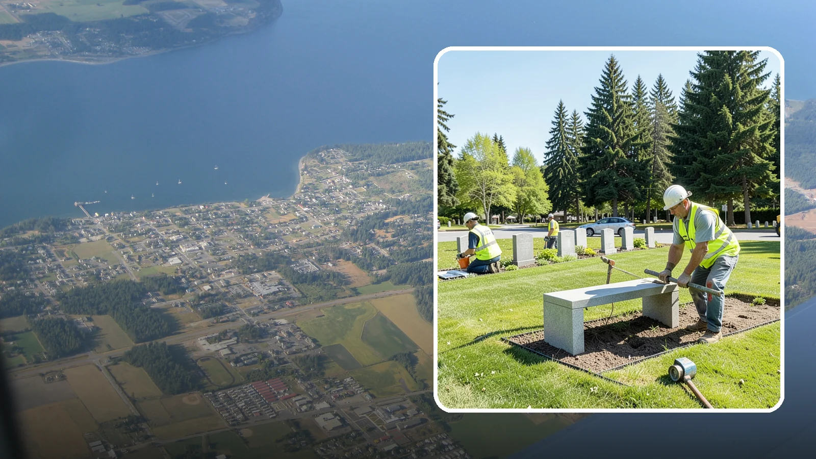 Memorial Installation in Coupeville, Island County, WA - We install memorial benches, plaques, monuments, and dedication features with durable, respectful craftsmanship.