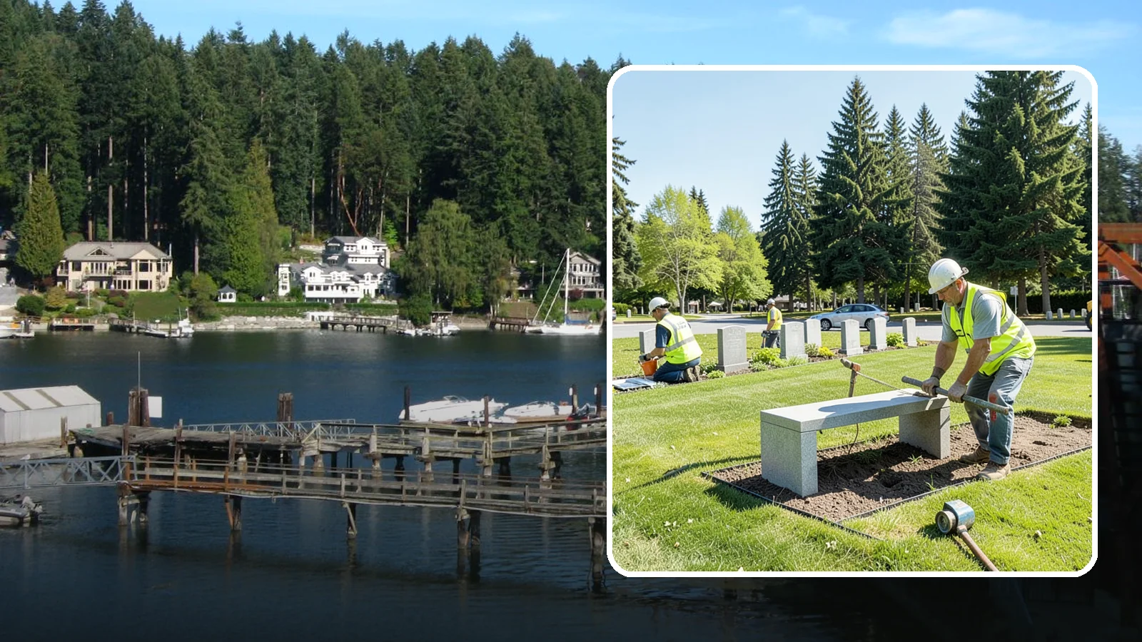 Memorial Installation in Gig Harbor, Pierce County, WA - We install memorial benches, plaques, monuments, and dedication features with durable, respectful craftsmanship.