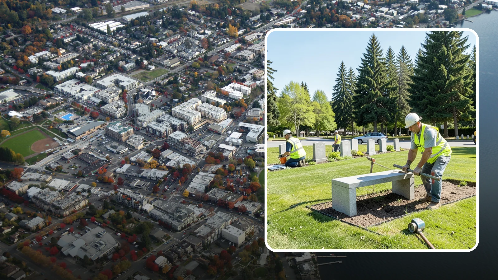 Memorial Installation in Kirkland, King County, WA - We install memorial benches, plaques, monuments, and dedication features with durable, respectful craftsmanship.