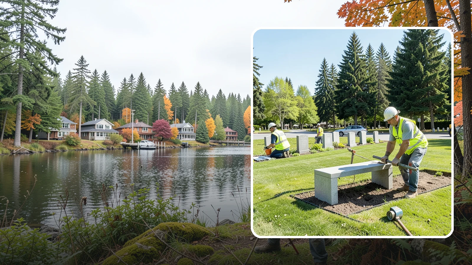 Memorial Installation in La Conner, Skagit County, WA - We install memorial benches, plaques, monuments, and dedication features with durable, respectful craftsmanship.