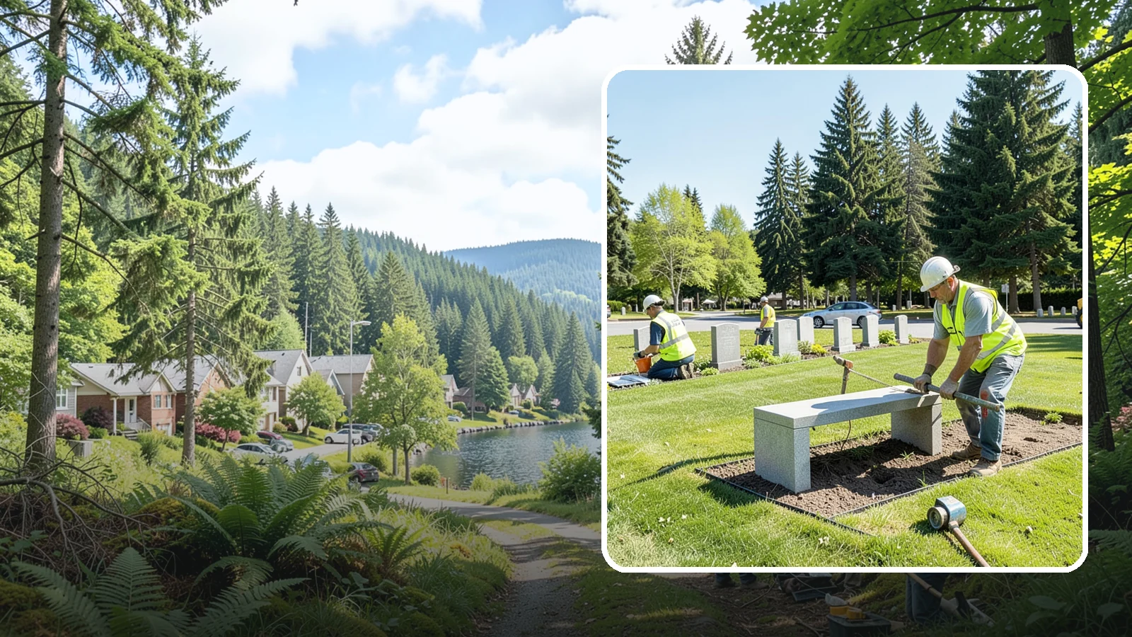Memorial Installation in Lake Forest Park, King County, WA - We install memorial benches, plaques, monuments, and dedication features with durable, respectful craftsmanship.