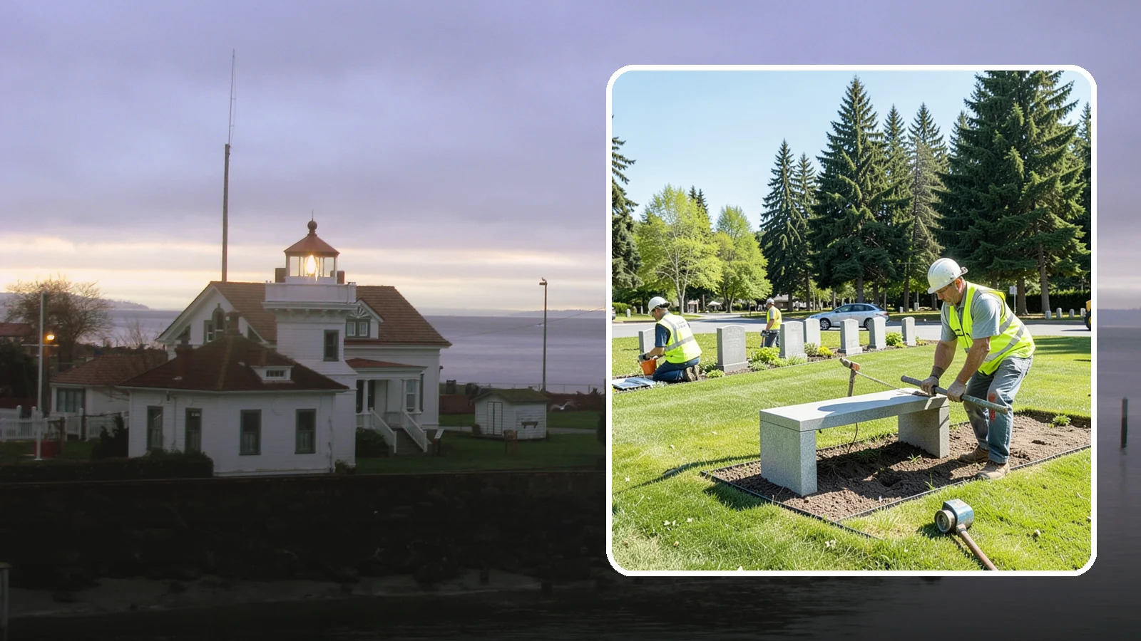 Memorial Installation in Mukilteo, Snohomish County, WA - We install memorial benches, plaques, monuments, and dedication features with durable, respectful craftsmanship.