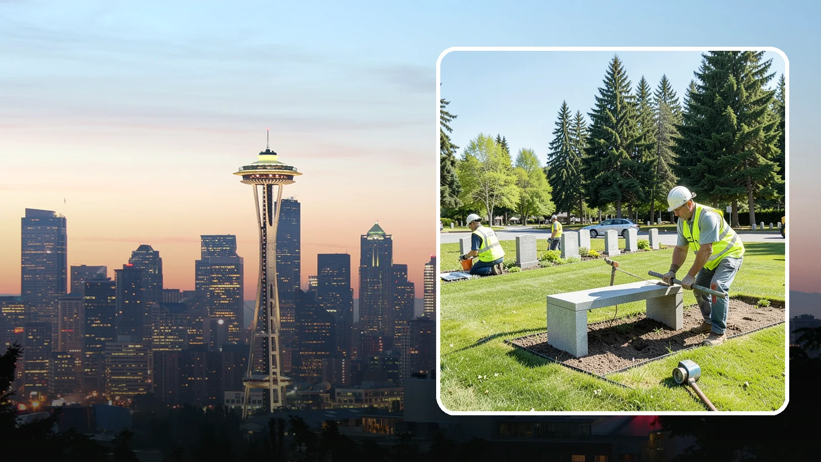 Memorial Installation in Seattle, King County, WA - We install memorial benches, plaques, monuments, and dedication features with durable, respectful craftsmanship.