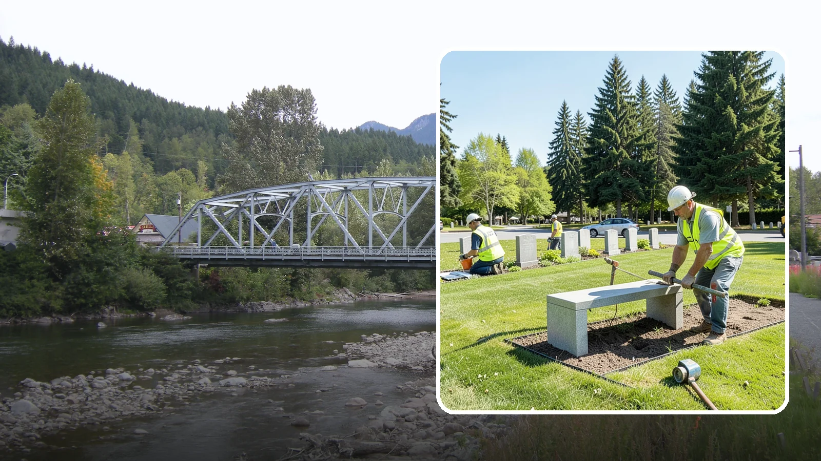 Memorial Installation in Skykomish, King County, WA - We install memorial benches, plaques, monuments, and dedication features with durable, respectful craftsmanship.