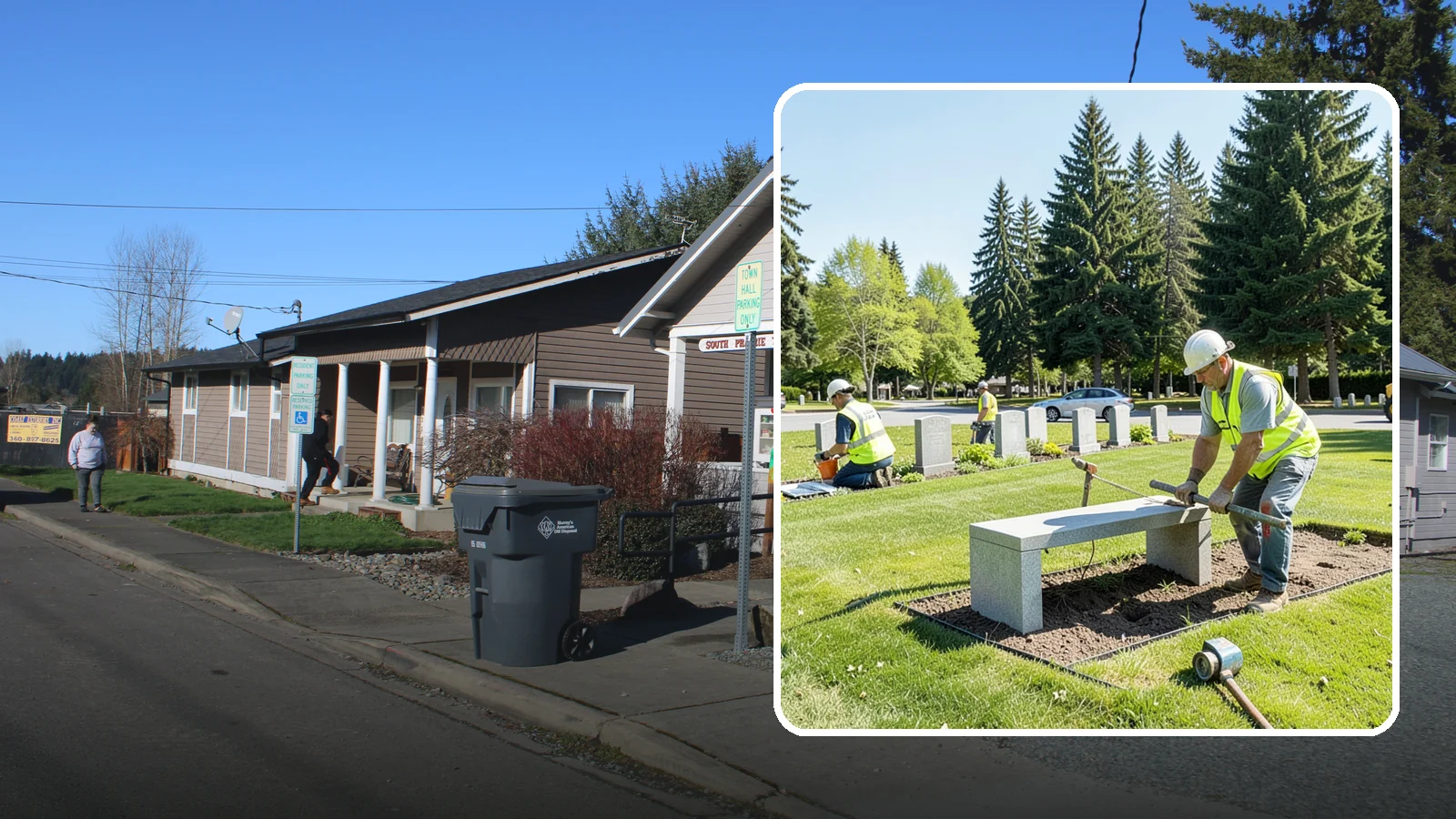 Memorial Installation in South Prairie, Pierce County, WA - We install memorial benches, plaques, monuments, and dedication features with durable, respectful craftsmanship.