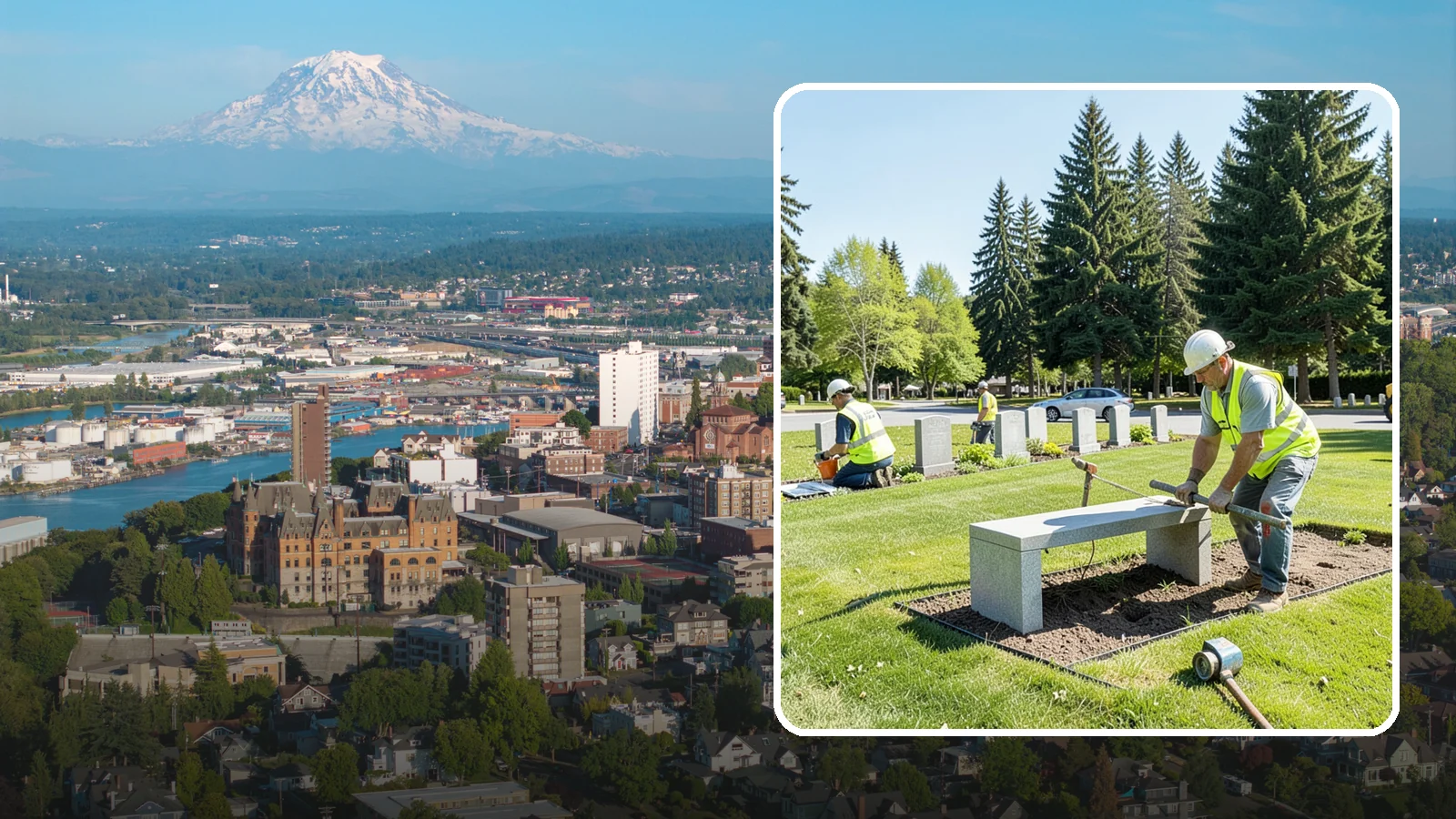 Memorial Installation in Tacoma, Pierce County, WA - We install memorial benches, plaques, monuments, and dedication features with durable, respectful craftsmanship.