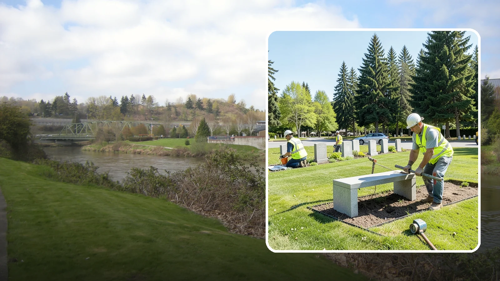 Memorial Installation in Tukwila, King County, WA - We install memorial benches, plaques, monuments, and dedication features with durable, respectful craftsmanship.