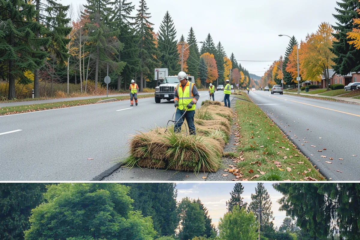 Memorial Maintenance in Bonney Lake, Pierce County, WA - Memorials receive intensified preparation ahead of Memorial Day and Veterans Day observances.