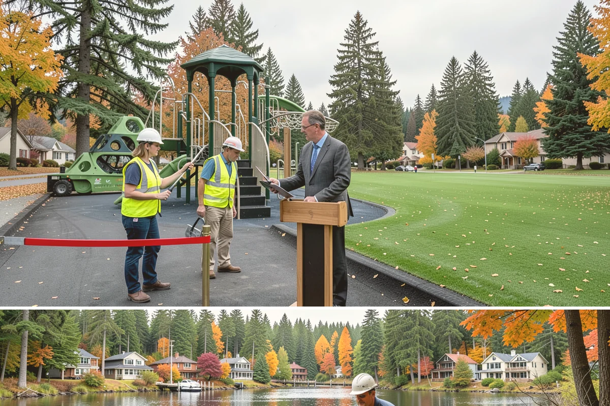 Memorial Maintenance in La Conner, Skagit County, WA - Memorials receive intensified preparation ahead of Memorial Day and Veterans Day observances.