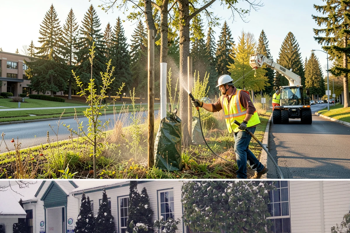 Memorial Maintenance in Pacific, King County, WA - Memorials receive intensified preparation ahead of Memorial Day and Veterans Day observances.