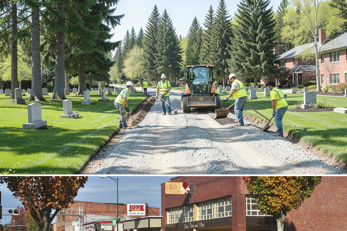 Memorial Maintenance in Puyallup, Pierce County, WA - Memorials receive intensified preparation ahead of Memorial Day and Veterans Day observances.