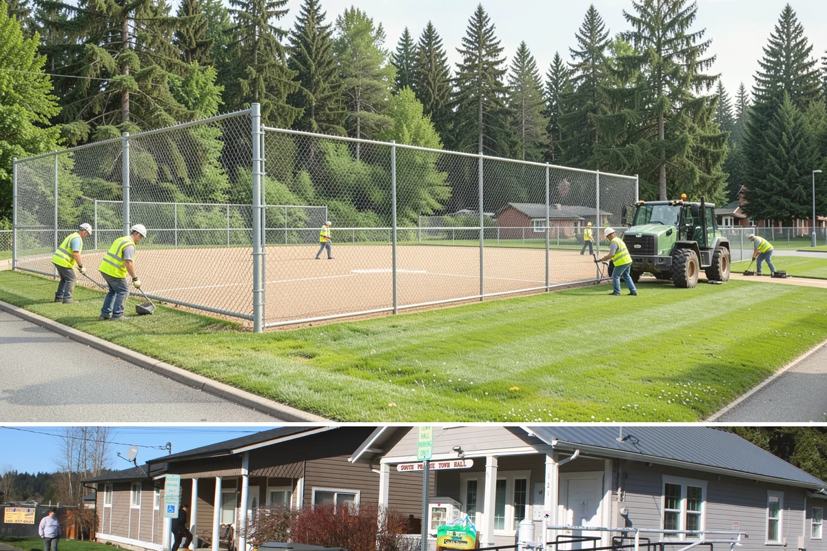 Memorial Maintenance in South Prairie, Pierce County, WA - Memorials receive intensified preparation ahead of Memorial Day and Veterans Day observances.