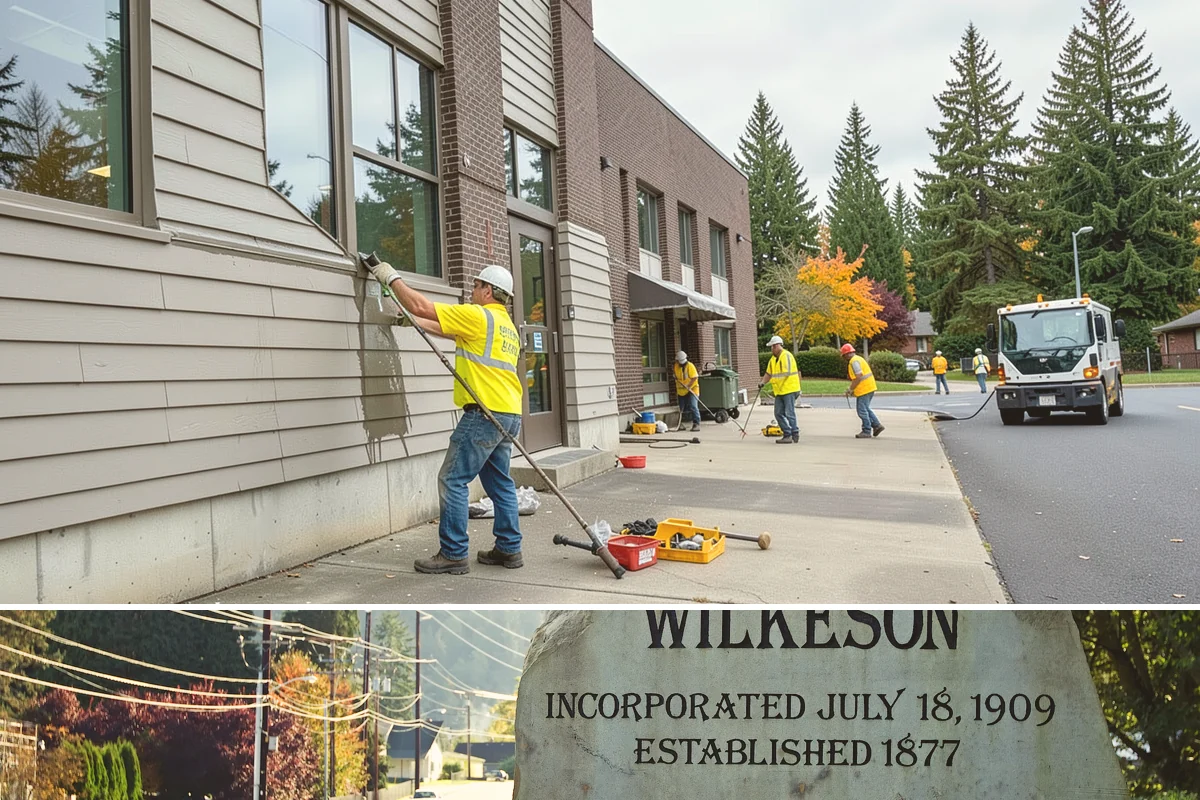 Memorial Maintenance in Wilkeson, Pierce County, WA - Memorials receive intensified preparation ahead of Memorial Day and Veterans Day observances.