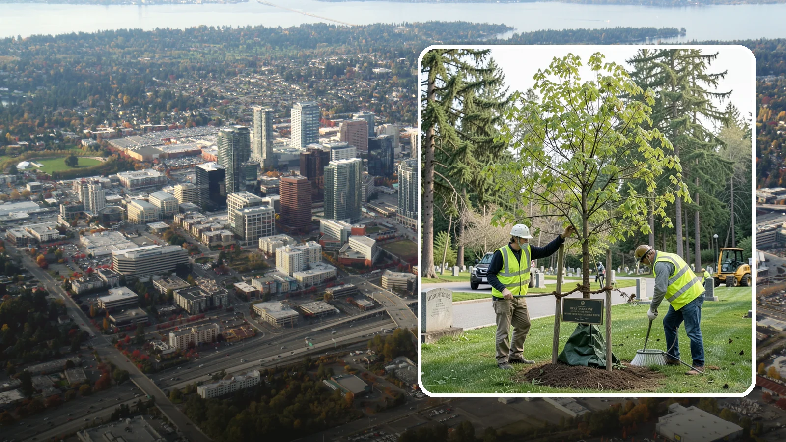 Memorial Tree Planting in Bellevue, King County, WA - Dedicated planting of commemorative trees with donor coordination, plaque placement, and long-term establishment care.