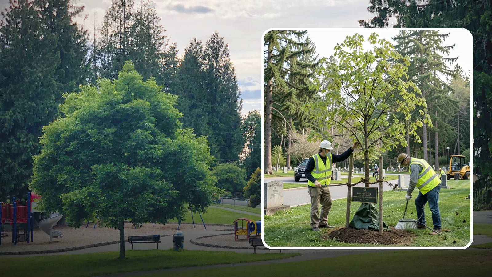 Memorial Tree Planting in Bonney Lake, Pierce County, WA - Dedicated planting of commemorative trees with donor coordination, plaque placement, and long-term establishment care.