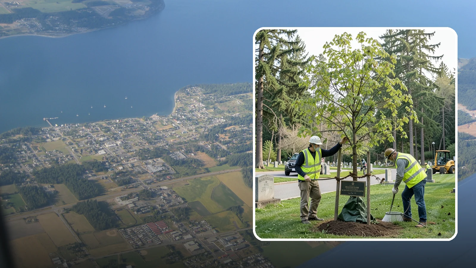 Memorial Tree Planting in Coupeville, Island County, WA - Dedicated planting of commemorative trees with donor coordination, plaque placement, and long-term establishment care.