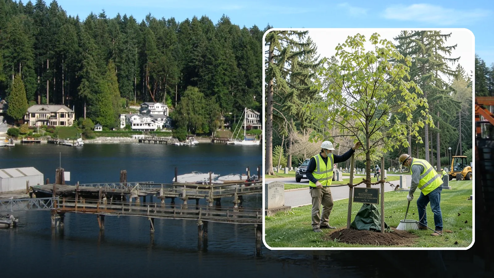 Memorial Tree Planting in Gig Harbor, Pierce County, WA - Dedicated planting of commemorative trees with donor coordination, plaque placement, and long-term establishment care.