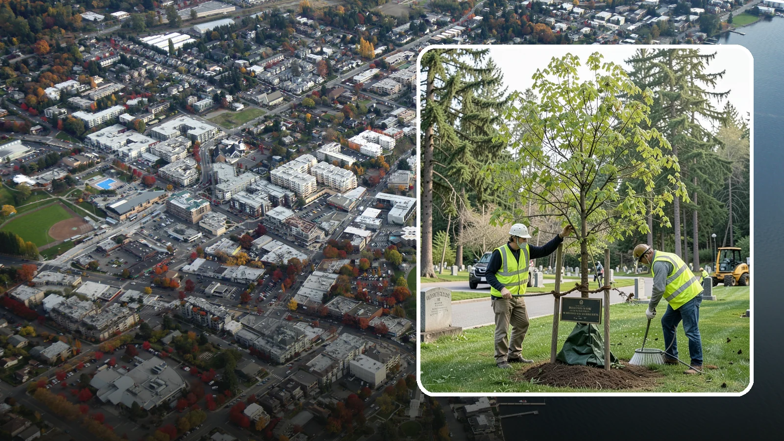 Memorial Tree Planting in Kirkland, King County, WA - Dedicated planting of commemorative trees with donor coordination, plaque placement, and long-term establishment care.