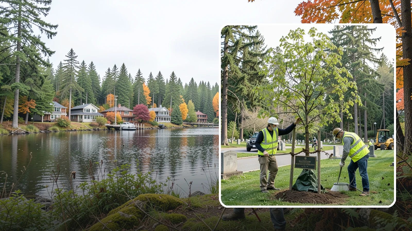 Memorial Tree Planting in La Conner, Skagit County, WA - Dedicated planting of commemorative trees with donor coordination, plaque placement, and long-term establishment care.