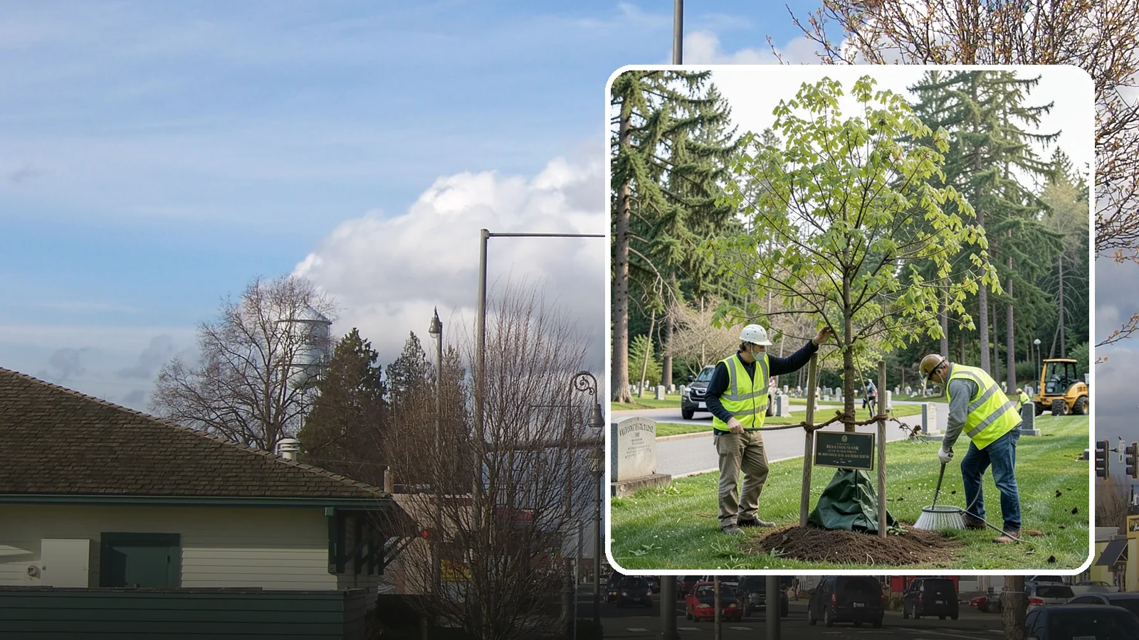 Memorial Tree Planting in Marysville, Snohomish County, WA - Dedicated planting of commemorative trees with donor coordination, plaque placement, and long-term establishment care.