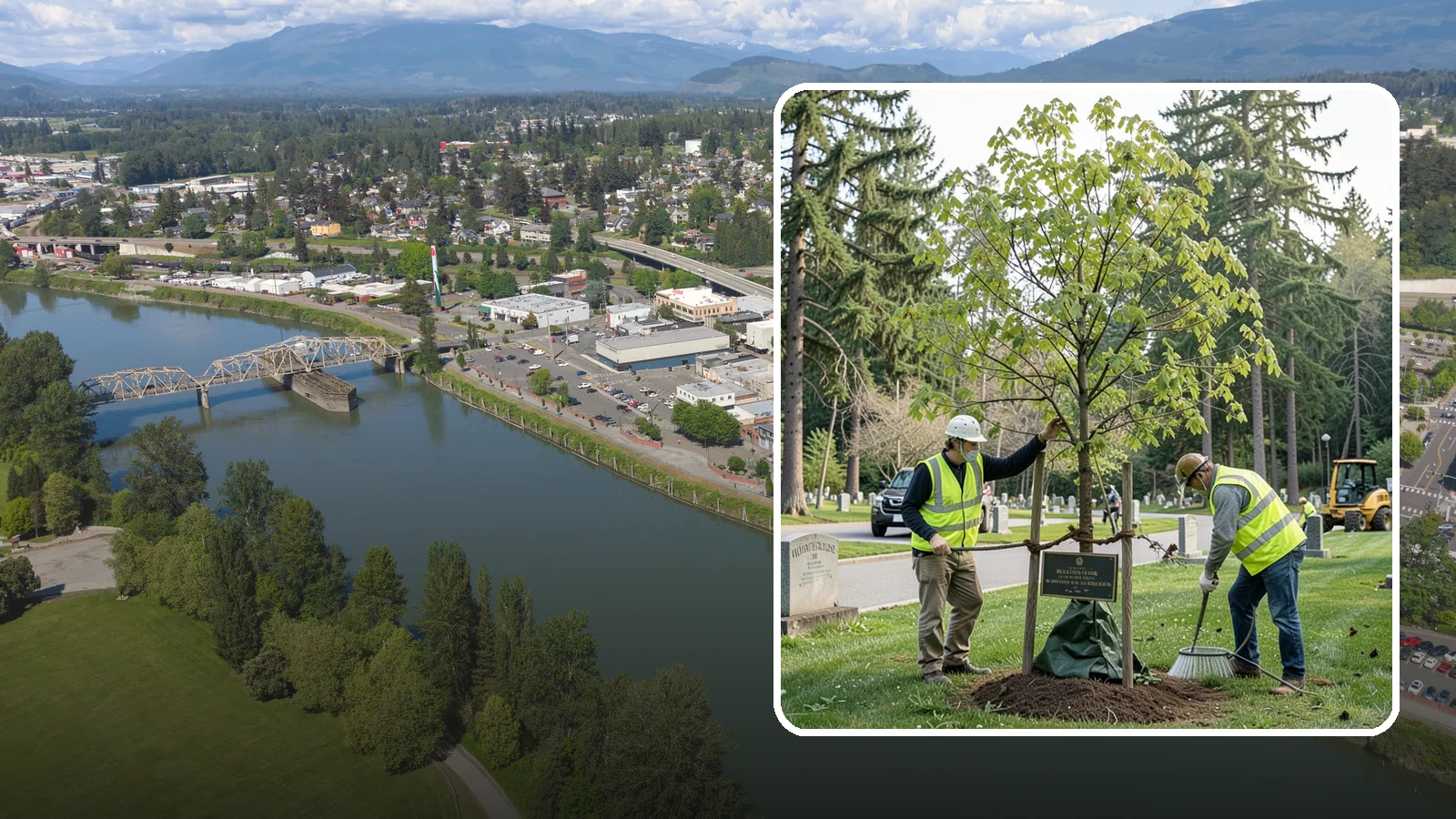 Memorial Tree Planting in Mount Vernon, Skagit County, WA - Dedicated planting of commemorative trees with donor coordination, plaque placement, and long-term establishment care.