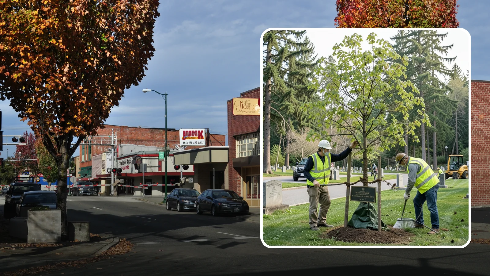 Memorial Tree Planting in Puyallup, Pierce County, WA - Dedicated planting of commemorative trees with donor coordination, plaque placement, and long-term establishment care.
