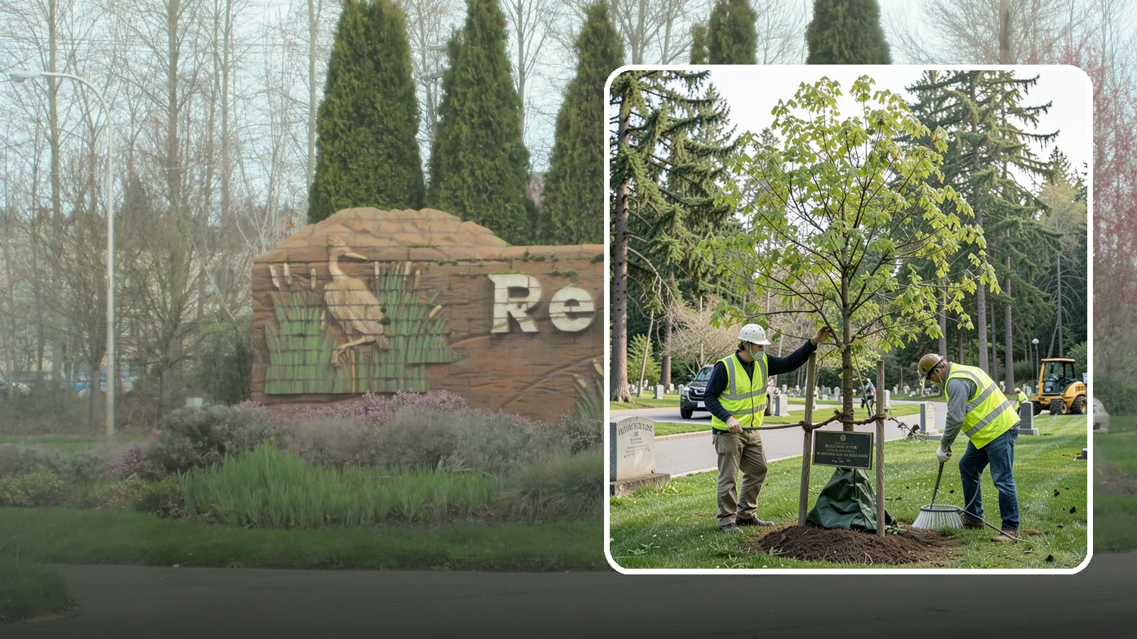 Memorial Tree Planting in Renton, King County, WA - Dedicated planting of commemorative trees with donor coordination, plaque placement, and long-term establishment care.