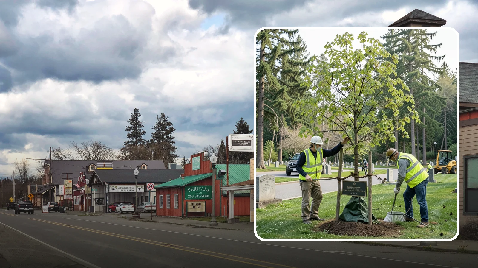 Memorial Tree Planting in Roy, Pierce County, WA - Dedicated planting of commemorative trees with donor coordination, plaque placement, and long-term establishment care.