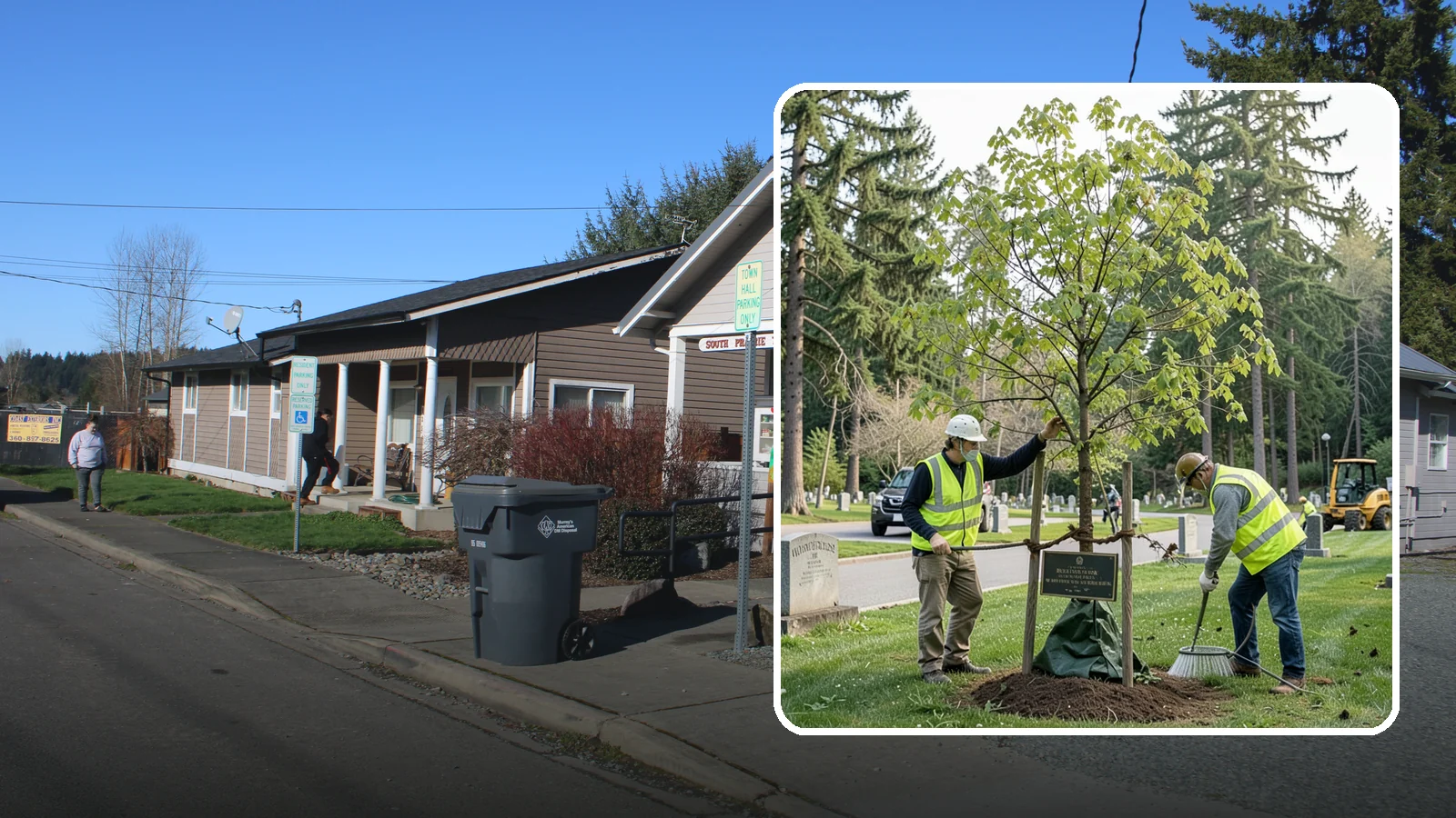 Memorial Tree Planting in South Prairie, Pierce County, WA - Dedicated planting of commemorative trees with donor coordination, plaque placement, and long-term establishment care.