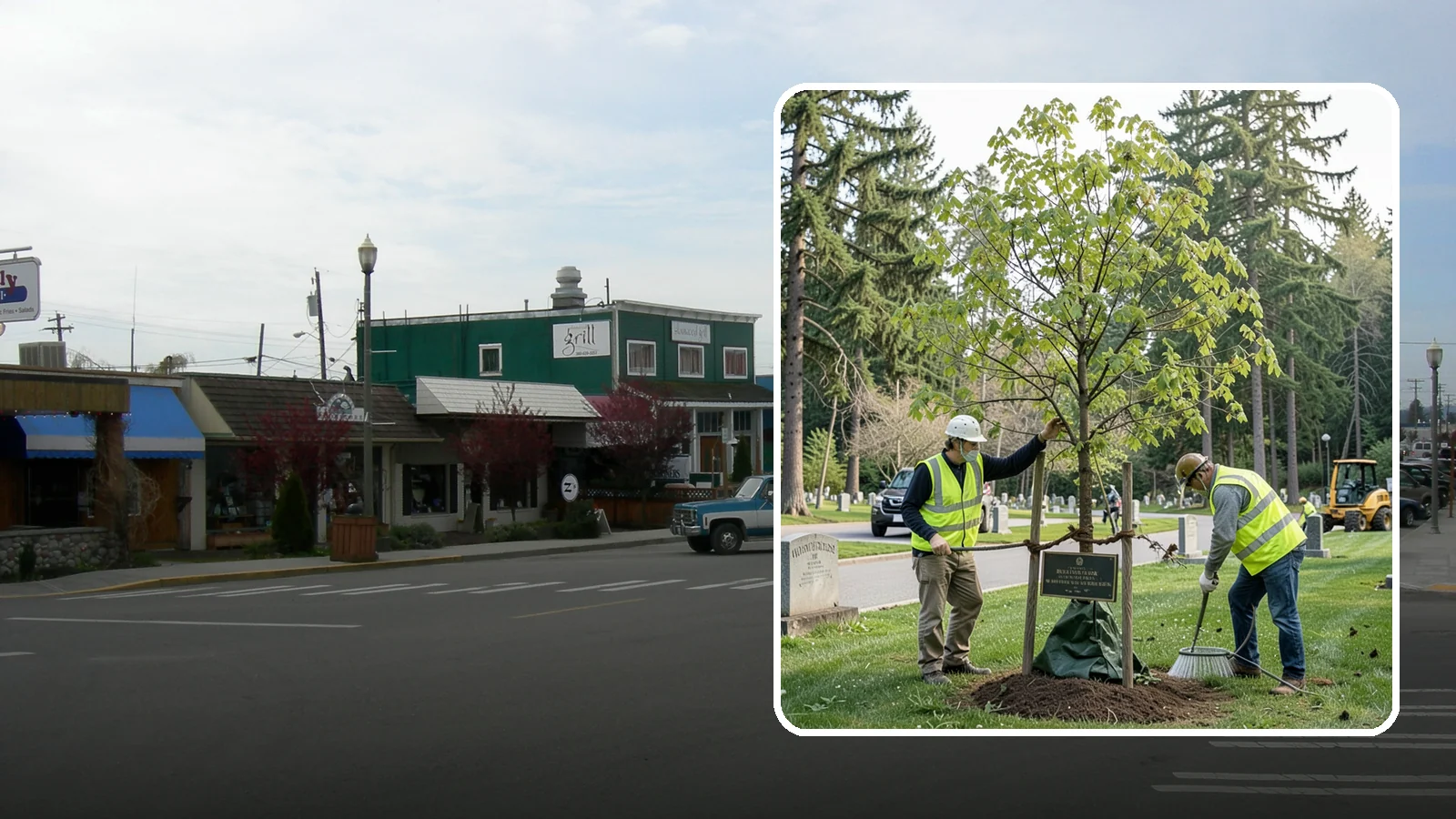 Memorial Tree Planting in Stanwood, Snohomish County, WA - Dedicated planting of commemorative trees with donor coordination, plaque placement, and long-term establishment care.