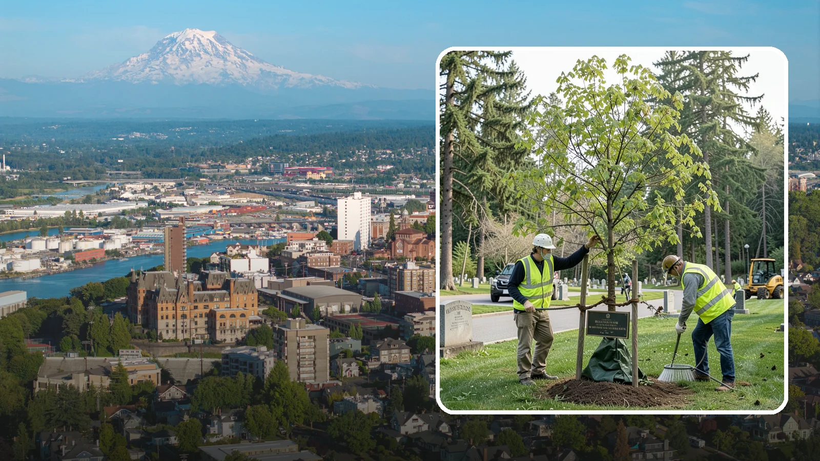 Memorial Tree Planting in Tacoma, Pierce County, WA - Dedicated planting of commemorative trees with donor coordination, plaque placement, and long-term establishment care.