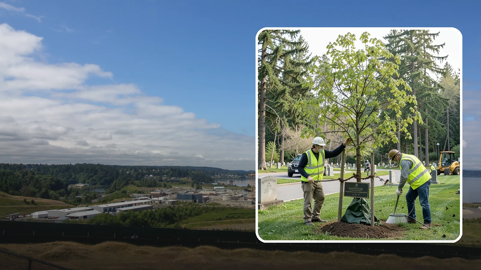 Memorial Tree Planting in University Place, Pierce County, WA - Dedicated planting of commemorative trees with donor coordination, plaque placement, and long-term establishment care.
