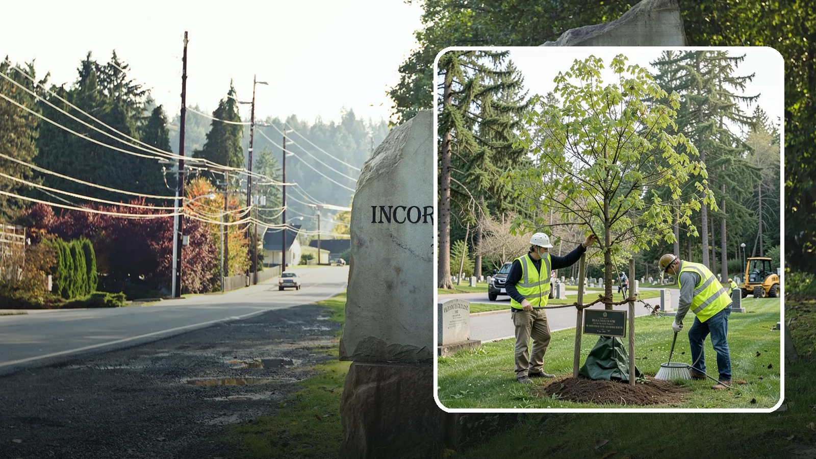 Memorial Tree Planting in Wilkeson, Pierce County, WA - Dedicated planting of commemorative trees with donor coordination, plaque placement, and long-term establishment care.