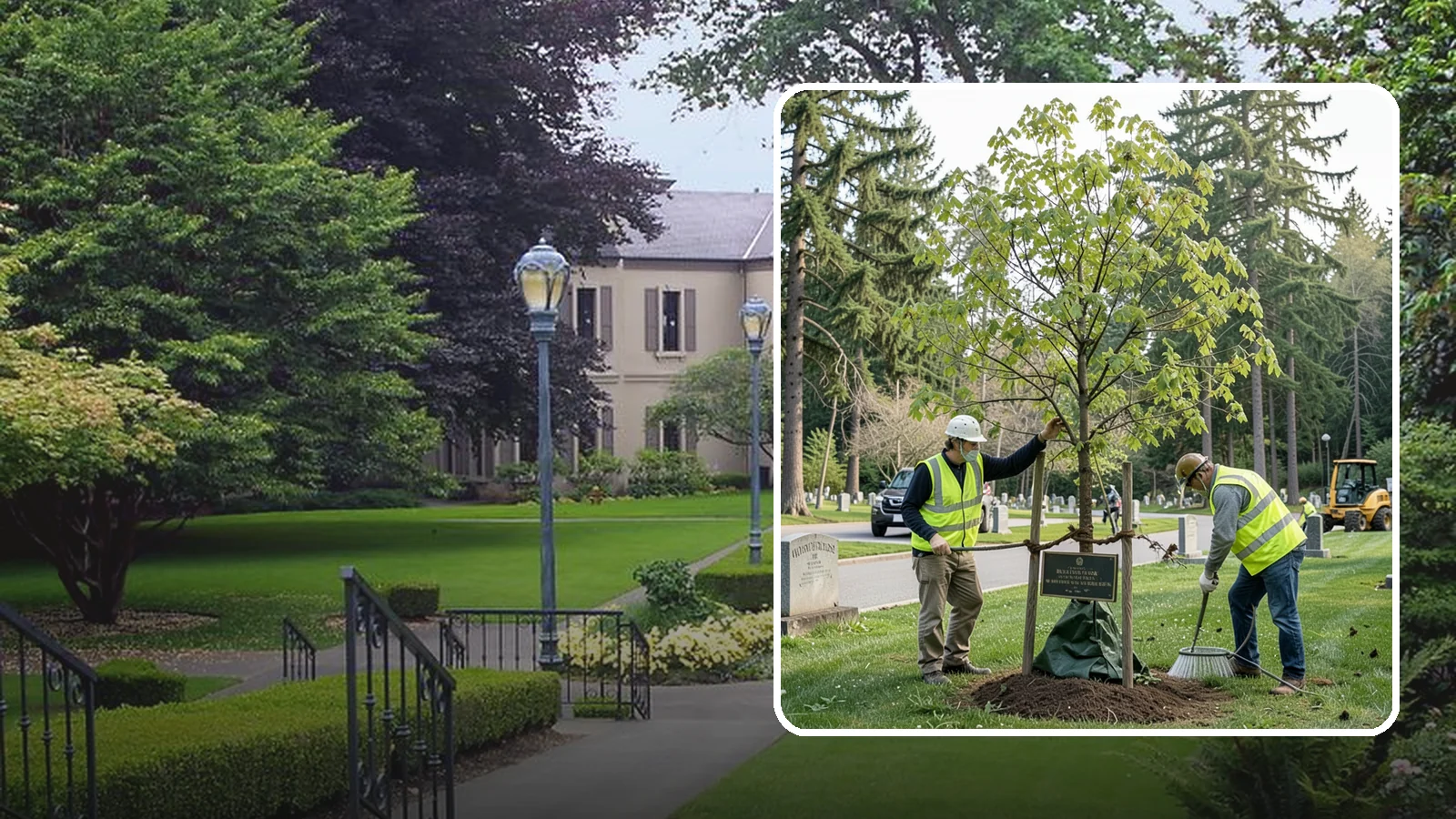 Memorial Tree Planting in Woodinville, King County, WA - Dedicated planting of commemorative trees with donor coordination, plaque placement, and long-term establishment care.