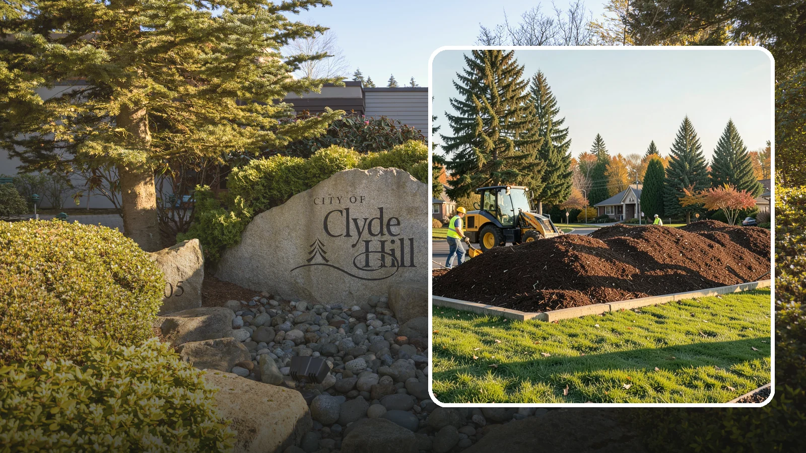 Mulch Installation in Clyde Hill, King County, WA - Fresh mulch installation that suppresses weeds, retains moisture, and gives public beds a uniform finish.
